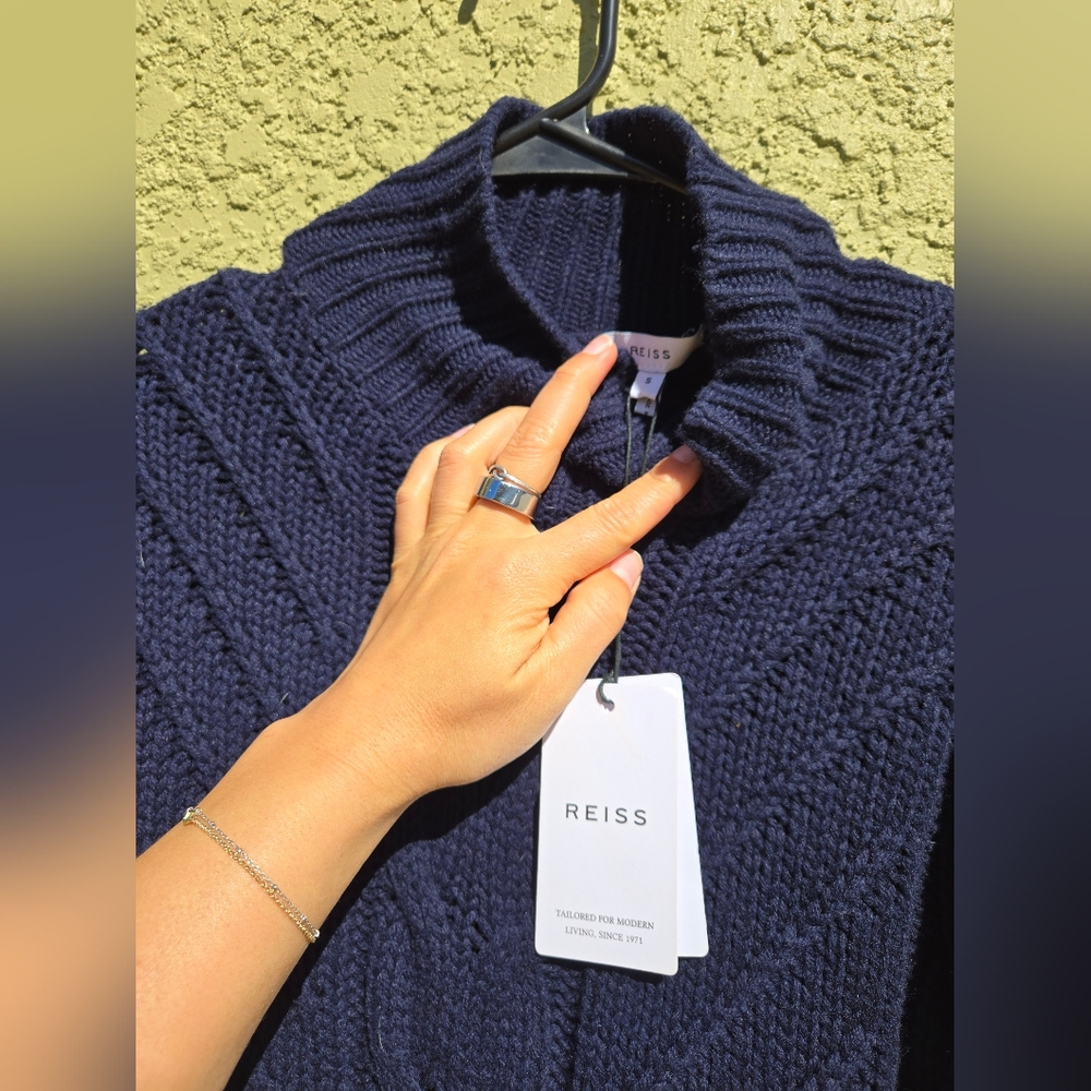 NWT Reiss Laura Navy Cable Knit Tunic Dress - Picture 3 of 5